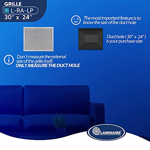 Aluminum Return Grille HVAC Outdoor Louver Vent White (30" X 24"). The Duct Hole Must Measure 30" x 24" to fit.