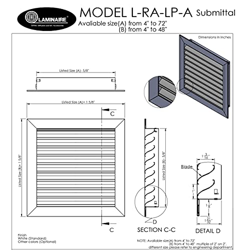 Aluminum Return Grille HVAC Outdoor Louver Vent White (30" X 24"). The Duct Hole Must Measure 30" x 24" to fit.